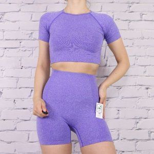 NWT purple matching cropped workout set